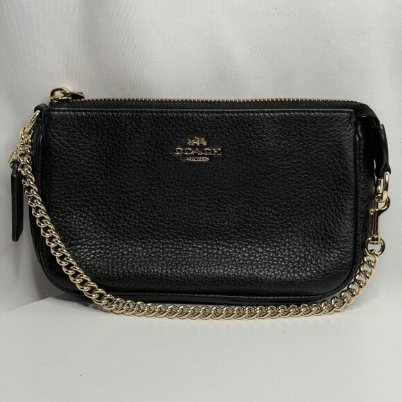 COACH Black Nolita 19 Pebble Leather Large Wristlet Clutch Bag (F53340) - Picture 1 of 10